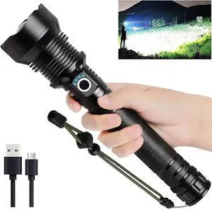 Rechargeable LED Flashlights High Lumens, 9000 Lumens Super Bright Flashlight with 5 Modes & Waterproof, Powerful Handheld Flashlight for Camping Emergencies