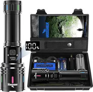 Flashlights High Lumens Rechargeable, 2000 Lumens XHM90.2 Super Bright Flash Light LCD Digital Display LED Flashlight, Handheld High Powered Waterproof Flashlight for Camping Emergencies