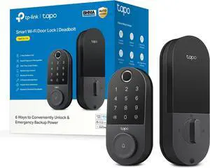 TP-Link Tapo Smart Door Lock, Deadbolt | Keyless Entry, Fingerprint Recognition, Touchscreen Keypad & in-App Monitoring with Scheduled Access | 1-Year Rechargeable Battery | BHMA Grade 2