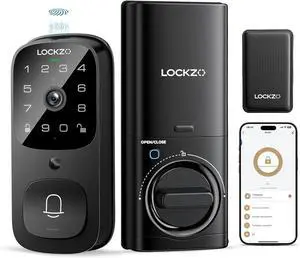 Smart Lock with Camera, 6-in-1 WiFi Doorbell Keyless Entry Door Lock, Deadbolt Lock for Front Door, Fingerprint, Keypad Code, App Control, IP65 Waterproof, BHMA, Support Alexa&Google Assistant