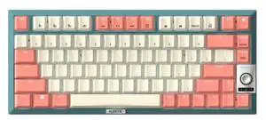 Cherry 75% 81 Keys Wireless Gaming Mechanical Keyboard, BT/USB-C Hot Swappable New Vintage Keyboard, White Backlit Computer Keyboards for PC/MAC/iOS, MX2A Silent Red Switches, Blue/Pink