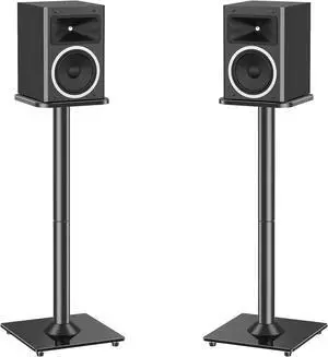 Universal Speaker Stands Pair for Surround Sound, 31" Height Floor Speaker Stands, Holds Bookshelf Speaker Satellite Speaker Large Speaker, Up to 22LBS Cable Concealing 9.8" Plate Black MU9132