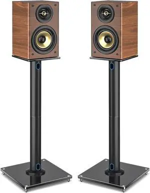 Upgraded 45° Swivel Speaker Stands Pair for Surround Sound, Heavy Duty 28 Inch Bookshelf Speaker Stand Each Holds 22lbs Large Speaker, Floor Speaker Stand Built-in Cable Management, 1 Pair