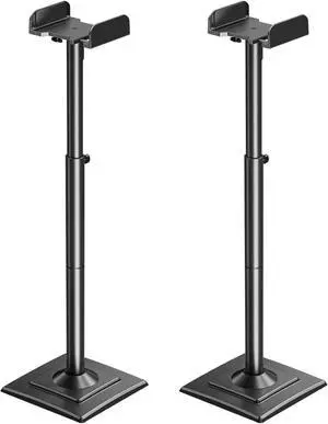 Universal Speaker Stands Pair Height Adjustable Max 43.3", Surround Sound Speaker Stands for Bookshelf Speaker Satellite Rear Speakers Up to 11 lbs, Spring-Loaded Plate Extends to 10", YD5028