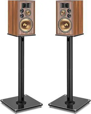 Universal Speaker Stands Pair for Surround Sound, 28 Inch Floor Speaker Stands with Cable Management Holds 22lbs Bookshelf Speaker Satellite Speaker, 1 Pair