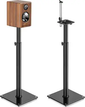 Speaker Stand Height Adjustable from 32"-43" Bookshelf Speaker Stand Pair for Satellite Speakers with 360° Swivel, Ideal for Home Theater and Music Studio, Set of 2 for Bose Polk JBL Sony Yamaha