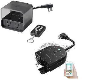 Smart Outlet Switch with 3 Individual Sockets Compatible with Alexa Echo Google Home,Outdoor Timer Remote Control Outlet Switch 100ft Dusk to Down Countdown Light Sensor