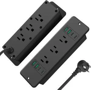 14 in 1 Fast Charging Recessed Power Strip, 45W Furniture Power Outlet, Flush Mount Surge Protection with 6 AC Plugs, 4 USB-A and 4 USB-C, 10ft Power Cord. (Black)