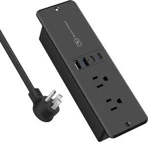 20W Recessed Power Strip with 15W Wireless Charger, Furniture Flush Mount Power Strip with 4 USB Ports (2 USB-C), Recessed Outlet for Home, Office(6FT Cable)