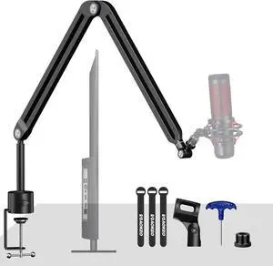 Microphone Boom Arm, AK-45 Desk Adjustable Compact Mic Suspension Boom Scissor Arm Stand For Blue Yeti,Snowball iCE, HyperX QuadCast,SoloCast,Elgato Wave,Etc