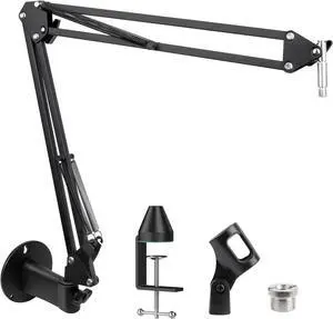 Microphone Wall Mount and Metal Table Mounting Clamp, Universal Microphone Boom Arm Stand Compatible with HyperX QuadCast, Blue Yeti, Blue Snowball, Shure SM58