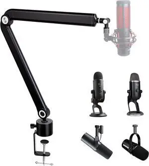 Mic Stand Boom Arm - Microphone Arm Compatible with HyperX QuadCast, 360° Rotation Microphone Stand, Weighted Metal Mic Boom Arm for HyperX QuadCast,Blue Yeti,Shure MV7,Rode and Most Gaming