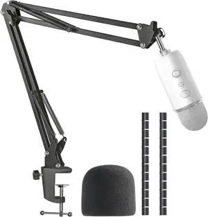 Blue Yeti Microphone Boom Arm Stand with Pop Filter, Compatible with Blue Yeti Mic