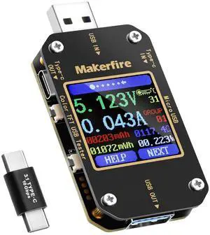 USB Multimeter USB Voltmeter Ammeter Load Tester USB Voltage Current PD Battery Power Capacity Charger Type C Meter Tester LCD Display Cable Resistance QC2.0/3.0/4.0 N10 1.44 Inch Screen