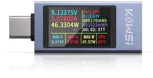 USB C Tester Power Meter, 4-30V 0-12A Type-C PD Tester Digital Multimeter, Voltage and Current Tester Meter Voltmeter, Power Bank Capacity USB Cable Charger Detector (KWS-2303C)