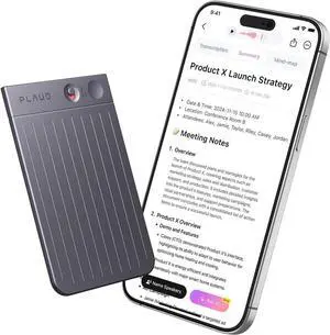 Note AI Voice Recorder Black with Black Case, App Control, Transcribe & Summarize with AI Technology, Support 112 Languages, 64GB Memory, Audio Recorder for Lectures, Meetings, Calls