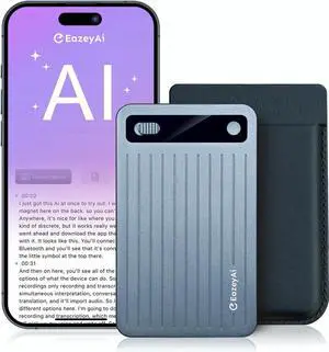 AI Voice Recorder, Transcribe & Summarize with AI Technology, Note Voice Recorder with App Control, Support 140 Languages, 64GB Memory, Audio Recorder for Lectures, Meetings, Calls(Blue)
