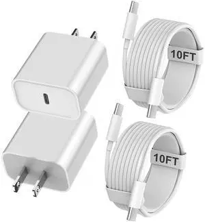 iPhone 16 15 Charger Fast Charging, 2Pack 10FT Extra Long USB-C to C Cable Cord with 20W Apple iPad USB C Fast Charger USB C Wall Charger Block for iPhone 16/16 Plus/16 Pro/16 ProMax/15/15 ProMax/iPad