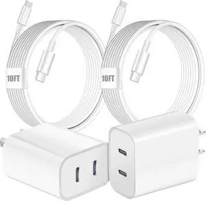 iPhone 16 Pro Max Charger Fast Charging,Dual Port USB C Charger Fast Charging Block,10FT Long USB Type C Charging Cord for iPhone 16 Pro Max/16 Pro/16e/16 Plus,iPhone 15 ProMax/15 Pro/15 Plus,iPad Pro