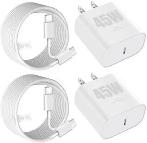 iPhone 16 Charger 45W USB C Charger Fast Charging Block,2Pack Quick Type C Phone Wall Chargers Adapter 10FT Long USB C Charging Cable for iPhone 16/16 Pro/16 Pro Max/16e/15/15 Pro/15 Pro Max/iPad Pro