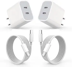 iPhone 16 Charger,USB C Charger Fast Charging,2Pack Dual Type-C Port PD Charging Block iPhone 15 Adapter with 2Pack USBC to USBC Cable,Fast Charging for iPhone 16/16 Pro/15/15 Pro Max,iPad Pro