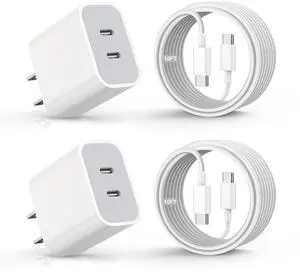 Fast Charger for iPhone 16,2Pack PD USB C iPhone Charger Dual USB C Port Charger Block with 10 Foot Long USBC to C Charger Cable Cord. Compatible with iPhone 16/16 Pro/15 Pro Max,iPad Pro/Air/Mini