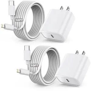 Fast Charger iPhone,10 Feet iPhone Charger,Super Fast Charging Block with 10Foot USB C to Lightning Cable Type C Wall Plug Charging for iPhone 14/14 Pro Max/14 Plus/13/13 Mini/12/11/X/XR/SE,iPad