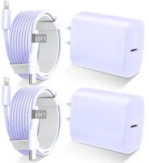 Phone 14 13 12 11 Fast Charger,10FT Long Fast Charging Lightning Cable with 20W USB C Charger Block for Phone 14/14 Pro Max/13/13 Pro Max/12/12 Pro Max/11/11Pro/XS/Max/XR/X,Purple