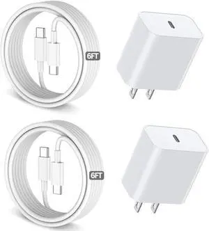 6FT iPhone 16 15 Charger Fast Charging, 2Pack 20W USB C Apple Charger Travel Plug Block Phone Charging Cable Cord for iPhone 16/16e/16 Pro Max/16 Plus/15/15 Pro/15Pro Max/iPad Mini6/iPad Air5/iPad Pro