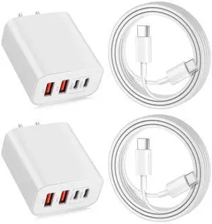 USB C Charger for iPhone 15,4-Port Fast iPhone 15 Wall Charger Block,2Pack 40W Multiport Quick USB C Wall Charger Plug Adapter,10FT USB C to C Cable for iPhone 15/15 Pro/15 ProMax/15 Plus,iPad Pro/Air
