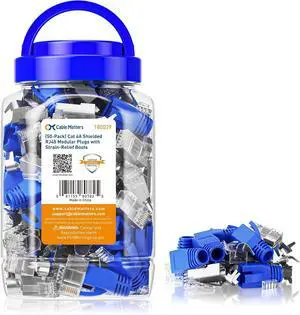 Cable Matters 50-Pack Cat6A RJ45 Shielded Modular Plugs with Strain Relief Boots, 50µ Gold Plated, Cat 6A Shielded RJ45 Connectors, Cat6a RJ45 Connector