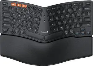 ProtoArc Bluetooth Ergonomic Keyboard, EK04 Mini Compact Wireless Ergo Keyboard with Palm Rest, Split Design, Natural Typing, Bluetooth and USB, Rechargeable, for Windows/Mac - Grey