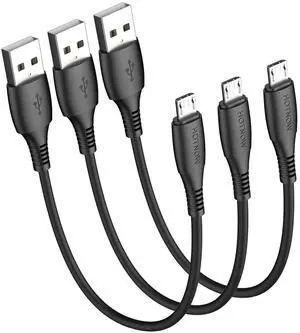 Short Micro USB Cable 1ft, [3 Pack,1FT] 12 inch Android Charger Durable Short Cable Fast Charging for Samsung Galaxy S7 S6 S7 Edge S5,Note 5,PS4,Power Bank and More