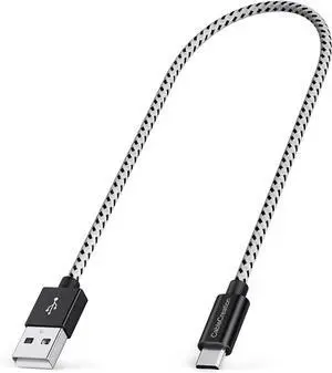 Short Micro USB Cable 1FT, Micro USB Charging Cable 24 AWG Triple Shielded Works for Raspberry Pi Zero, Kindle(2019), TV Stick, PS4, Chromecast, Power Bank, 0.3m Black