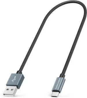 Short Micro USB Cable 1FT Grey, Micro USB to USB Cable Triple Shielded Fast Charger Cable Compatible with PS5/PS4, Raspberry Pi Zero, Chromecast, Phone, 0.3M, Grey