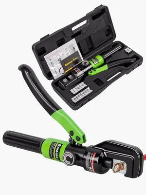10 Tons Hydraulic Wire Battery Cable Lug Terminal Crimper Crimping Tool With 9 Pairs of Dies,1/8 Wire Rope Crimping Tool