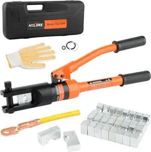 12 Tons Hydraulic Crimping Tool, Range 6AWG-4/0AWG(250MCM), Hydraulic Cable Lug Crimper with 8 Pairs of Dies for Hydraulic Wire Battery Cable Electrical Terminal Crimping Tool (YQ/120A)