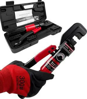 Hydraulic Crimping tool for Battery Cable Crimper | 9 Pairs Standard US Dies Range 12AWG-2/0AWG | MAX 10TON Crimping Force | Upgrade the Hydraulic System to Prevent Oil Leakage