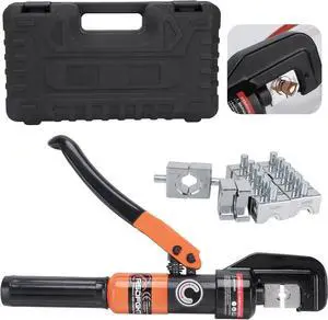 Hydraulic Crimping Tool, Hydraulic Wire Crimping Tool | 12 AWG to 2/0 Gauge | Heavy-Duty Terminal Crimper with 9 Dies for Electrical, Battery & Welding Cables