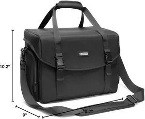 Camera Bag Case Shoulder Messenger Bag with Tripod Holder Compatible for Nikon, Canon, Sony, DSLR SLR Mirrorless CamerasWaterproof (Black, Large)