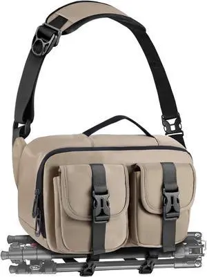 Camera Sling Bag,Lightweight SLR/DSLR Camera Case with Tripod Holder,Waterproof Camera Shoulder Crossbody Bag for Photographers (Coffee)
