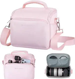Camera Sling Bag Small Crossbody Camera Case DSLR/SLR/Cute Compact Shoulder Photography Bags for Photographers,PINK