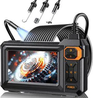 Endoscope Borescope Camera with Light, 4.3" IPS 1920P HD Inspection Camera, 7.9mm IP67 Waterproof with 8 Adjustable LEDs, 16.4FT Semi-Rigid Snake Cable for Sewer, Automotive Engine, Pipe, HVAC