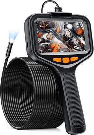 Borescope, Endoscope Camera with Light, 1080P HD Borescope Inspection Camera with 4.3" Screen, Light, Semi-Rigid Cable (16.4FT)