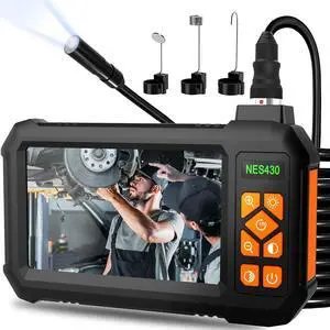 Inspection Endoscope Camera with Light, 1080P HD Borescope Camera with Light, 4.3" IPS Screen, IP67 Waterproof Sewer Borescope, 16.5Ft Semi-Rigid Cord Drain Pipe Endoscope Cool Gadgets Tool