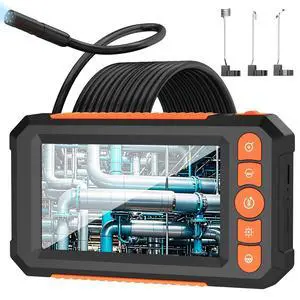 Endoscope Camera with Light, 4.3' IPS Screen Industrial Borescope, 1080P HD Inspection Camera with 8 LED Lights, 2000mAh Rechargeable IP67 Waterproof Endoscope, 16.4FT Semi-Rigid Gadgets for Men