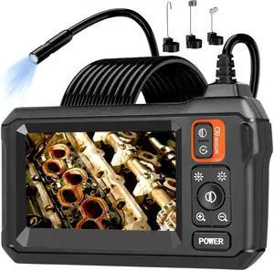 Endoscope Camera with Light, Borescope Camera with 4.3" IPS Screen, 1920P HD with 8 LED Lights, 16.4FT Semi-Rigid Cord, IP67 Waterproof Endoscope for Sewer, Cool Gadgets&Tools for Men