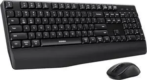 Bluetooth Keyboard and Mouse, COE200 USB + Bluetooth Multi Device, Ergonomic Keyboard Mouse Set, Full-Size Wireless Combo Compatible for Mac OS/Windows PCs Computers Laptops MacBooks - Black