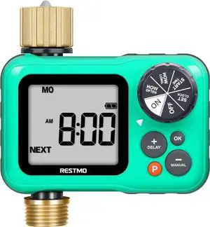 Sprinkler Timer with Brass Inlet & Outlet, 3 Separate Programs Hose Timer, Programmable Water Timer for Garden Hose, Manual | Rain Delay | Automatic Watering System for Drip Irrigation and Lawn
