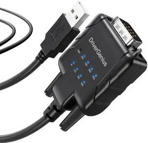 SerialPulseX USB to Serial RS232 DB9 Adapter Cable with 9 x LED Indicators - Prolific PL2303GC - Compatible with Windows 11, macOS 15, Linux (USB232A-E-A, 3ft/1m)